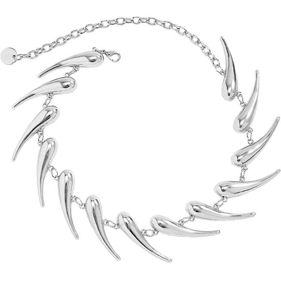 Stainless Steel Spiked Statement Choker Necklace - Picture 8 of 10
